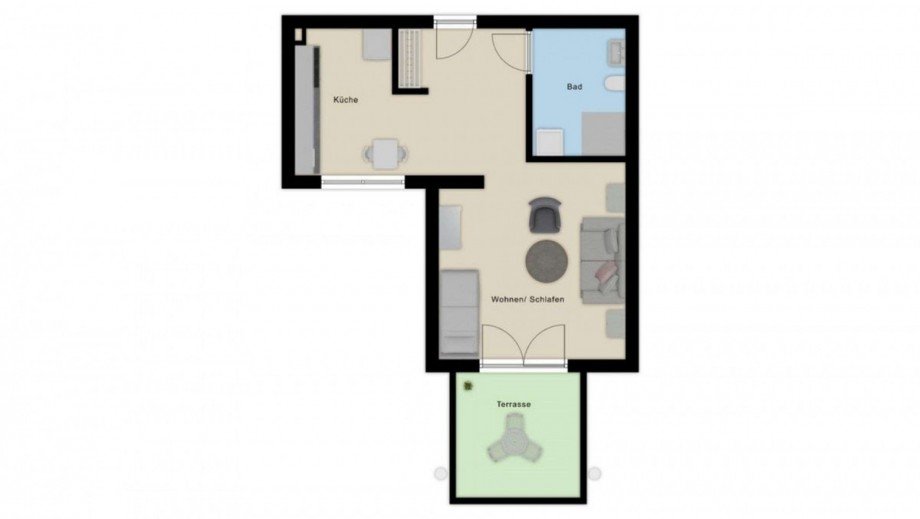 Grundriss 2D Erdgeschosswohnung Augsburg