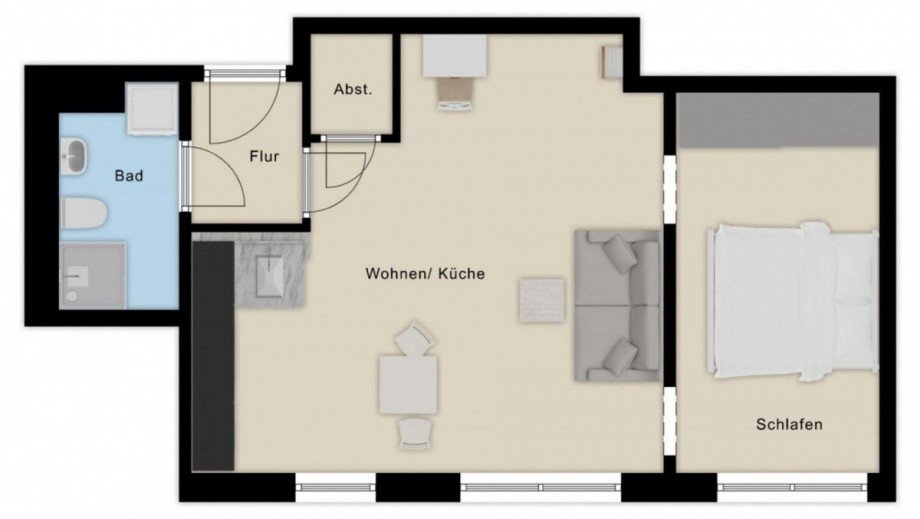 Grundriss 2D Etagenwohnung Augsburg