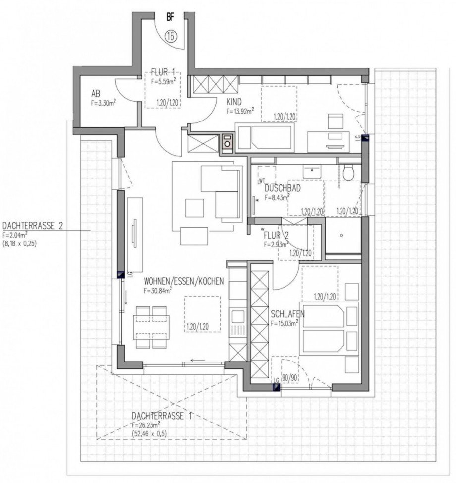 Grundriss Penthousewohnung Augsburg