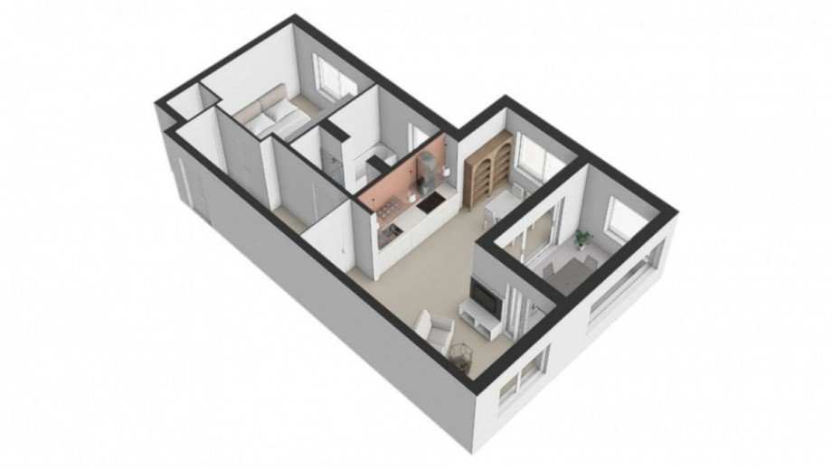 Grundriss 3D Etagenwohnung Augsburg