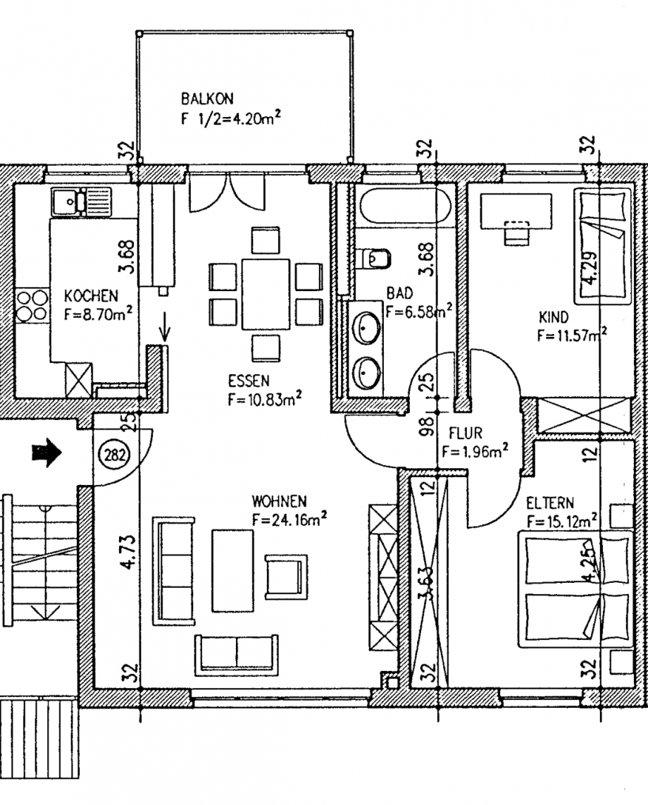 Grundriss Etagenwohnung Augsburg