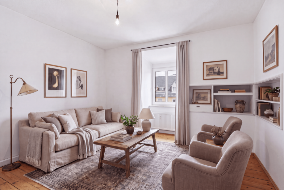 Visualisierung Wohnzimmer Etagenwohnung Augsburg