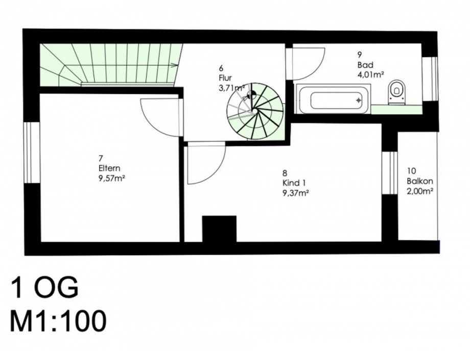 Grundriss OG Reihenmittelhaus Augsburg