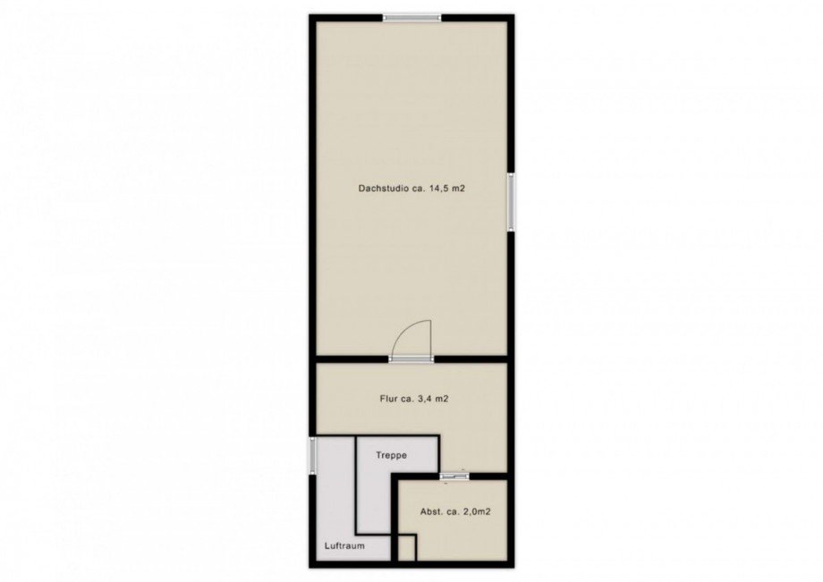 Grundriss Dachstudio Dachgeschosswohnung Kissing