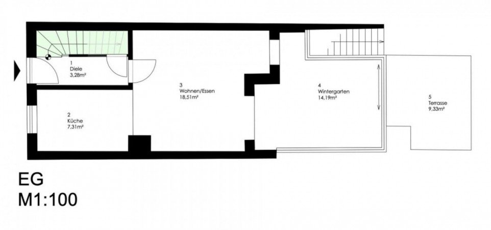 Grundriss EG Reihenmittelhaus Augsburg