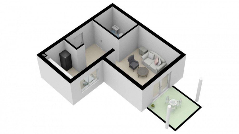 Grundriss 3D Erdgeschosswohnung Augsburg
