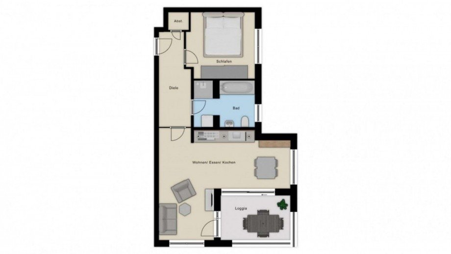 Grundriss 2D Etagenwohnung Augsburg