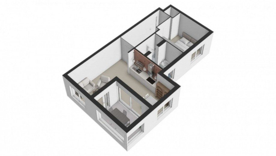Grundriss 3D Etagenwohnung Augsburg