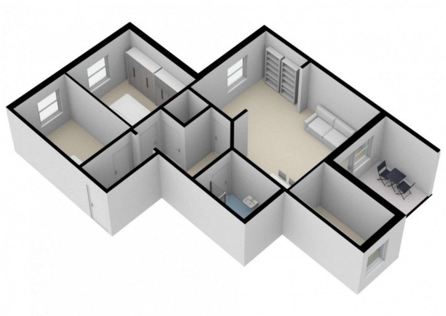 Grundriss 3D Erdgeschosswohnung Gersthofen